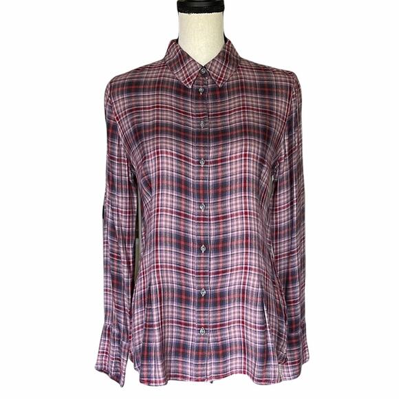 Treasure & Bond Flannel Plaid Boyfriend Style Button Down Women's Size Small - Picture 4 of 9